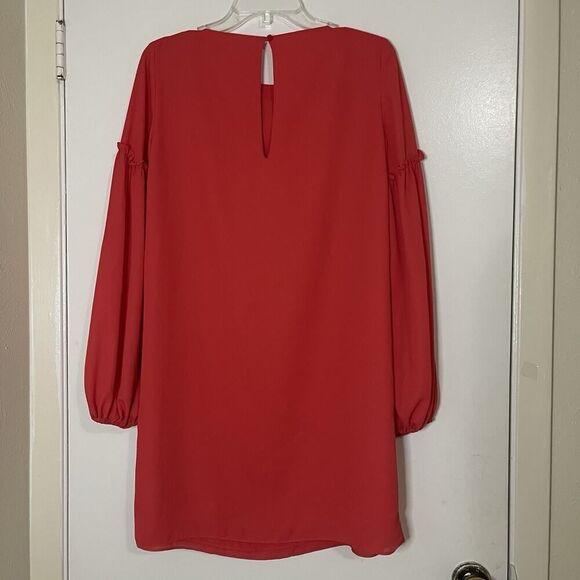 NEW! three eighty two victoria ruffle long sleeve shift coral rosebud dress $144 - Picture 5 of 5